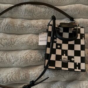 Mini Coach Checkered Black and White Crossbody Bag